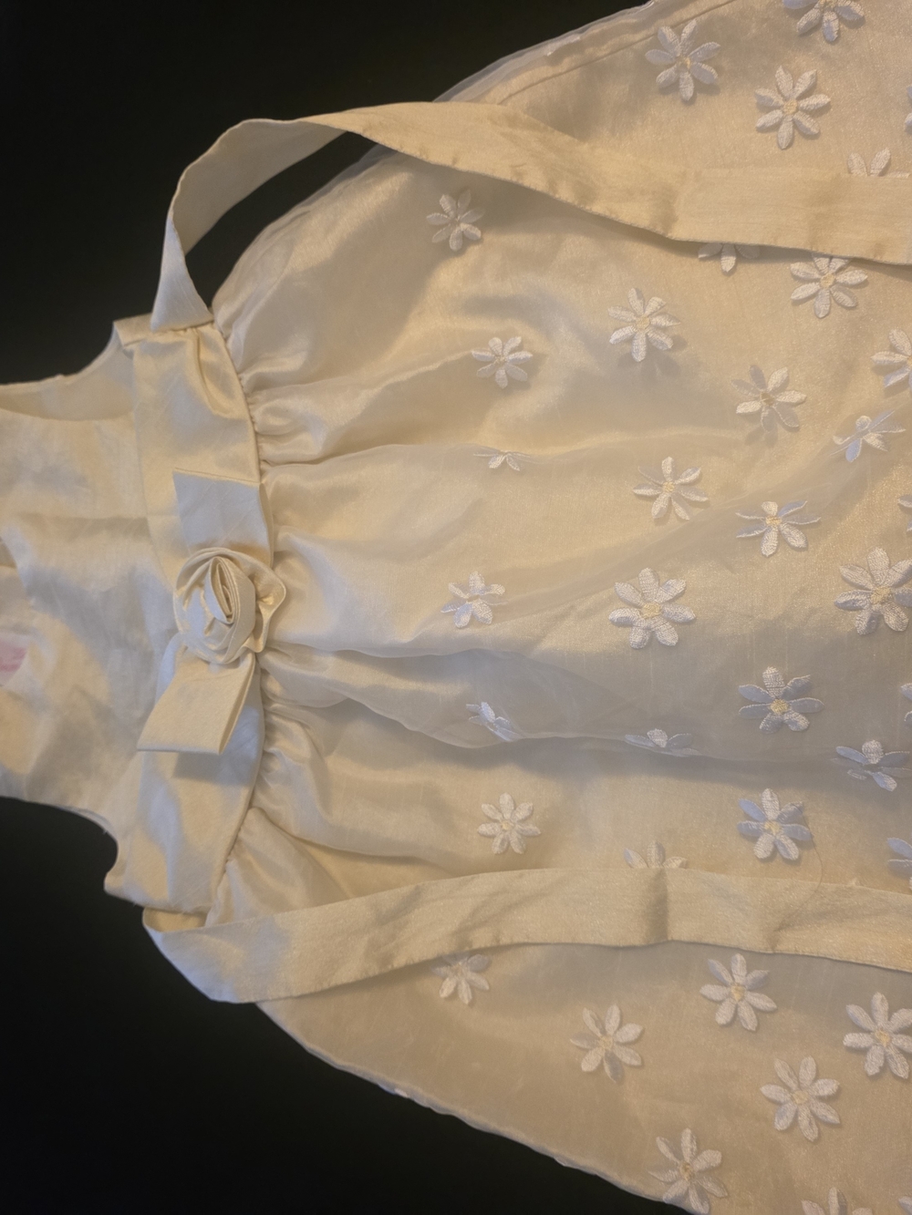 Ivory Floral Rosette Girls' Formal Dress
